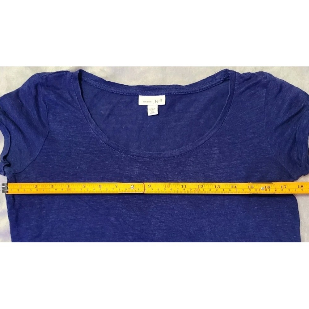 J.Jill Love Linen Short Sleeve Top Women's Sz XS Blue Scoop Neck Basic Tee - Picture 7 of 7